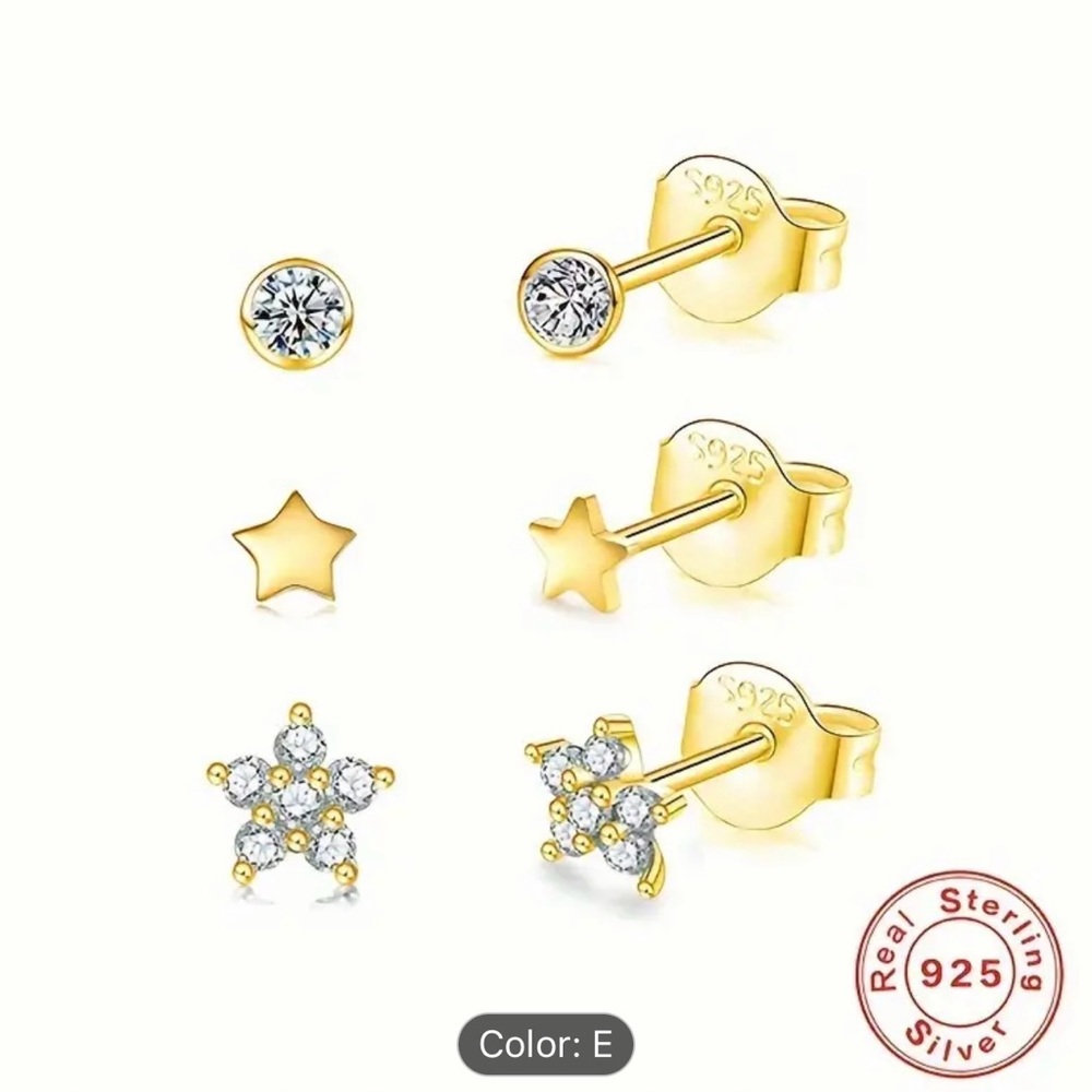 See Photos. single earrings. 3 Pieces / Set Sterling 925 SilverEar JewelryZircon
